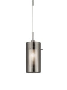 Searchlight Duo II Pendant Satin Silver & Smoked Glass