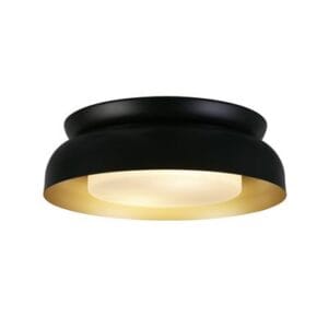 Searchlight Kendal 2Lt Flush Black & Gold Metal with Frosted Diffuser