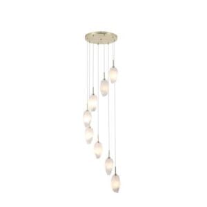 Searchlight Rocky 8Lt Multi Drop Pendant Satin Brass Metal & Glass