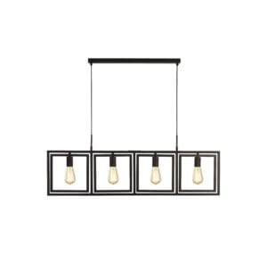 Searchlight Plaza 4Lt Pendant Matt Black Metal