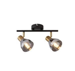 Searchlight Westminster 2Lt Spot Black Satin Brass Metal & Smoked