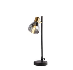 Searchlight Westminster Table Lamp Black Satin Brass Metal & Smoked