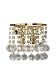 Searchlight Hanna 2Lt Wall Light Gold Metal & Clear Crystal