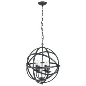 Searchlight Orbit 4Lt Pendant Black Metal