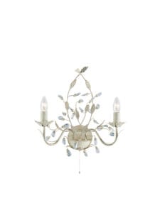 Searchlight Alamandite 2Lt Wall Light Cream & Gold Metal Glass Drops