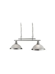 Searchlight Bistro 2Lt Bar Pendant Satin Silver Metal & Glass