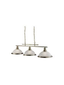Searchlight Bistro 3Lt Bar Pendant Antique Brass Metal & Acid Glass