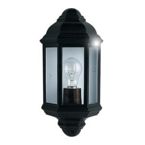 Searchlight Maine Outdoor Wall Light Black Metal & Clear Glass