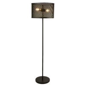 Searchlight Fishnet 2Lt Floor Lamp Matt Black Metal & Mesh Shade