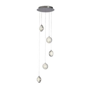 Searchlight Quartz 5Lt Ceiling Pendant Chrome & Bubble Glass