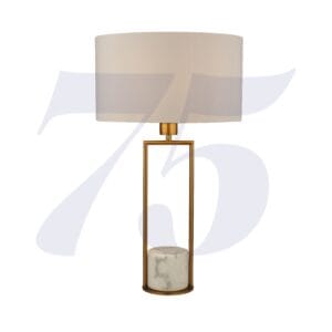 Searchlight Claire Table Lamp Gold Metal White Marble & White Shade