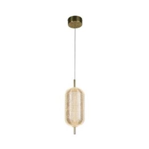 Searchlight Capsule LED Pendant Satin Brass Metal and Acrylic Shade