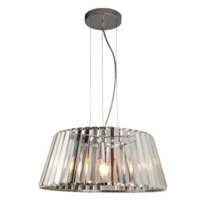 Searchlight Tiara 5Lt Pendant to SemiFlush Chrome Metal & Clear Glass
