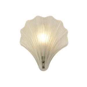 Searchlight Shell 1Lt Wall Light Satin Silver Metal &Frosted Glass IP44