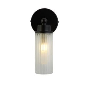 Searchlight Imperial 1Lt Wall Light Matt Black Metal & Clear Ribbed Gla