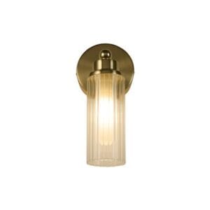 Searchlight Imperial 1Lt Wall Light Satin Brass Metal & Clear Ribbed Gl