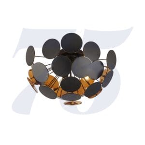 Searchlight Discus 3Lt SemiFlush Black Metal Black & Gold PC Discs