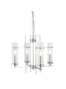 Searchlight Milo 4Lt Pendant Chrome Metal & Glass