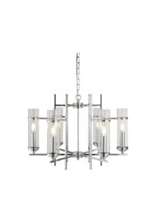 Searchlight Milo 6Lt Pendant Chrome Metal & Glass