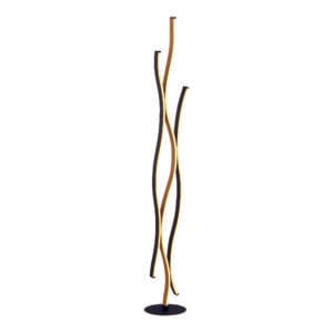 Searchlight Bloom Floor Lamp Black Metal & Wood Effect