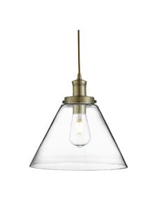 Searchlight Pyramid Pendant Antique Brass Metal & Glass