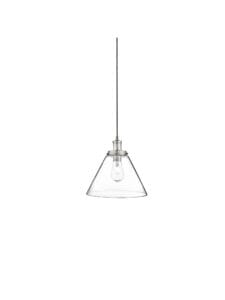 Searchlight Pyramid Pendant Satin Silver Metal & Glass