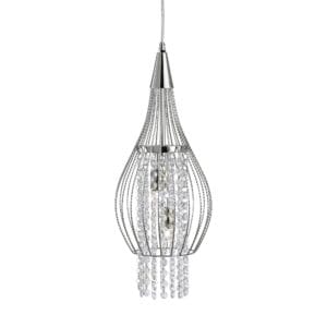 Searchlight Rocket 2Lt Pendant Chrome Metal & Crystal