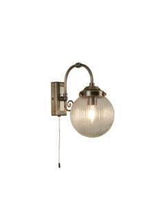 Searchlight Belvue Wall Light Antique Brass Metal & Clear Glass