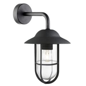 Searchlight Toronto Outdoor Wall Light Black Metal & Clear Glass