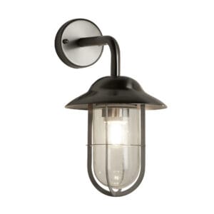 Searchlight Toronto Outdoor Wall Light Satin Silver Metal & Clear Glass