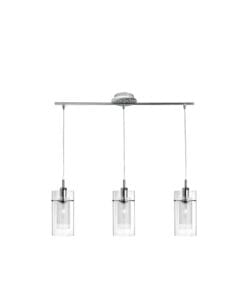 Searchlight Duo I 3Lt Bar Pendant Chrome Metal & Double Glass