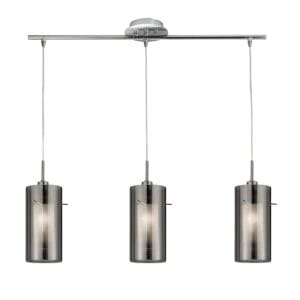 Searchlight Duo II 3Lt Bar Pendant Satin Silver & Smoked Glass