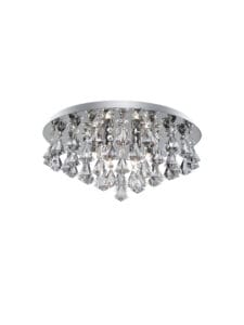 Searchlight Hanna 8Lt Flush Chrome Metal & Clear Crystal