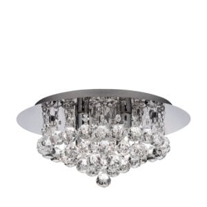 Searchlight Hanna 4Lt Flush Chrome Metal & Clear Crystal