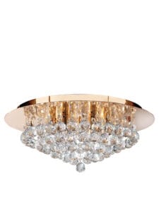 Searchlight Hanna 6Lt Flush Gold Metal & Clear Crystal