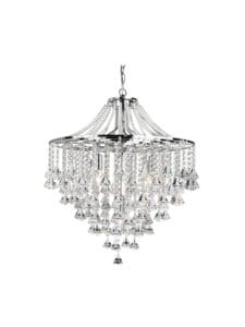Searchlight Dorchester 5Lt Pendant Chrome Metal & Clear Crystal