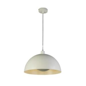 Searchlight Mars 1LT Pendant Matt Cream Metal & Cream Inner 25cm