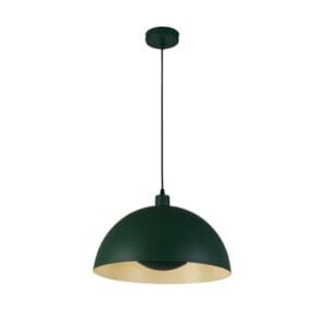 Searchlight Mars 1LT Pendant Matt Green Metal & Cream Inner 25cm