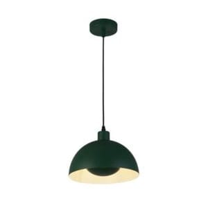 Searchlight Mars 1LT Pendant Matt Green Metal & Cream Inner 40cm