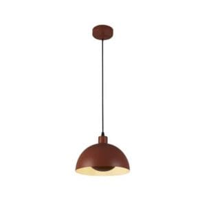 Searchlight Mars 1LT Pendant Burnt Orange Metal & Cream Inner 40cm