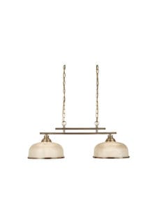 Searchlight Bistro II 2Lt Pendant Antique Brass & Holophane Style Glass