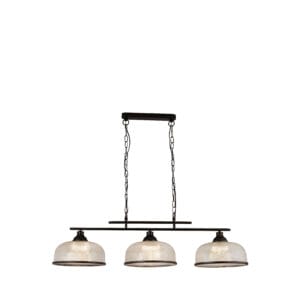 Searchlight Highworth 3Lt Pendant Black Metal & Holophane Style Glass