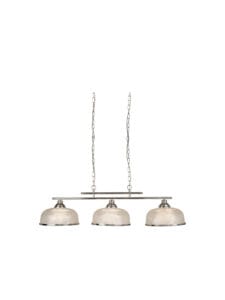 Searchlight Bistro II 3Lt Pendant Satin Silver & Holophane Style Glass