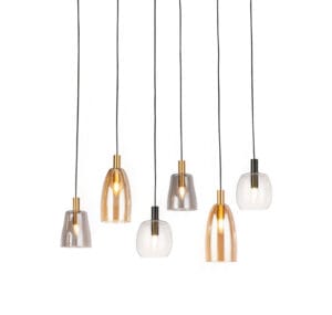 Searchlight Divine 6Lt MultiDrop Pendant Black Metal & Coloured Glass