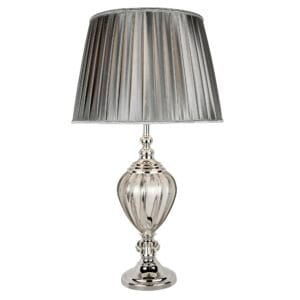 Searchlight Greyson Table Lamp Chrome Smoked Glass & Pewter Shade