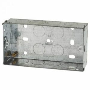 2 Gang Flush Back Box with Knockout - 25mm - Galvanised
