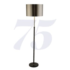 Searchlight Rachel Floor Lamp Black Metal Satin Silver & Chrome Shade