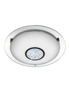 Searchlight Portland LED Flush Chrome Mirror White Glass Shade IP44