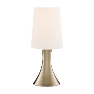 Searchlight Touch Table Lamp Antique Brass Metal & Cream Fabric Shade