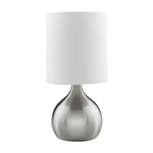 Searchlight Touch Table Lamp Satin Silver Metal & Ivory Fabric Shade